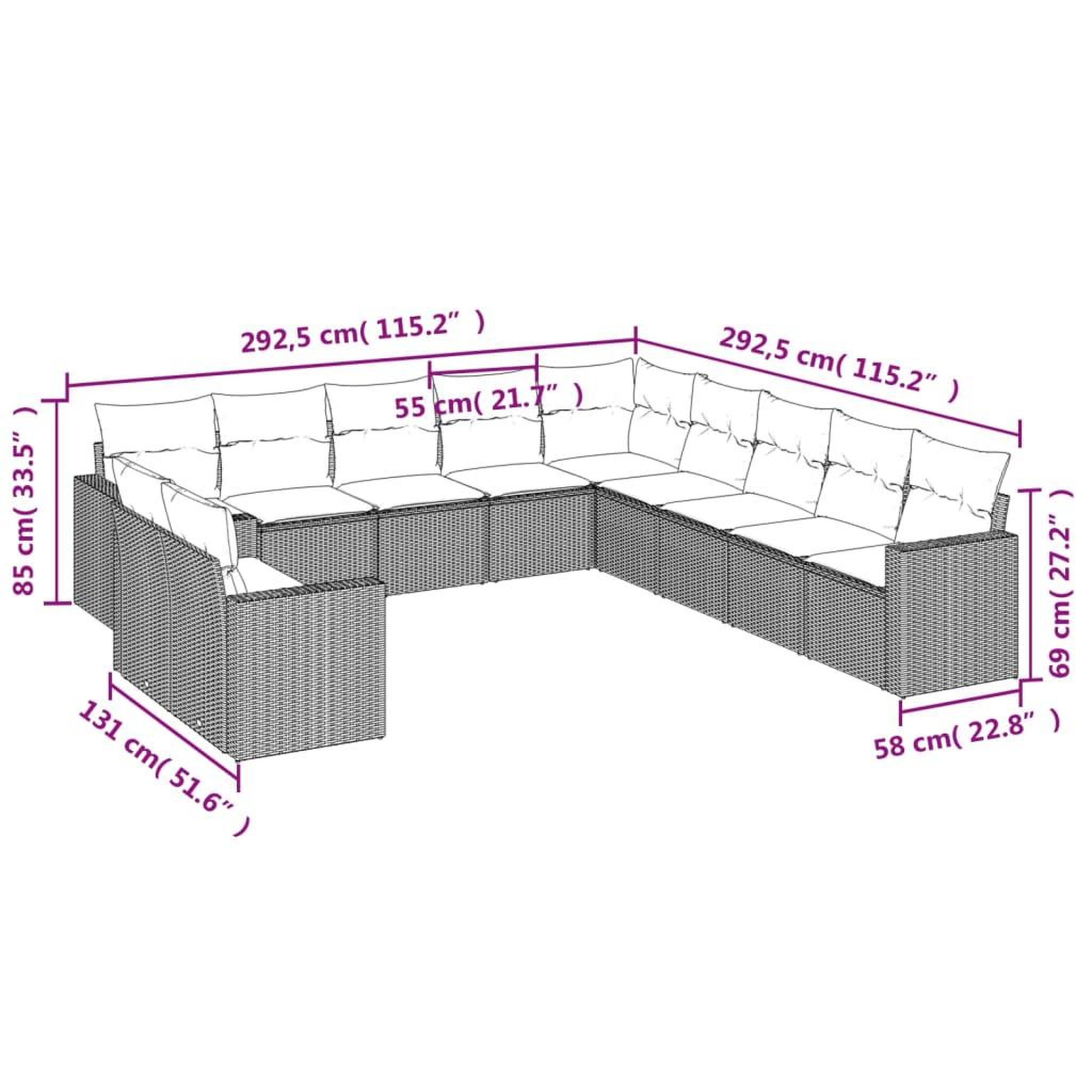 Voir la diapositive 4 : VIDAXL Salon de jardin 11 pcs avec coussins noir resine tressee