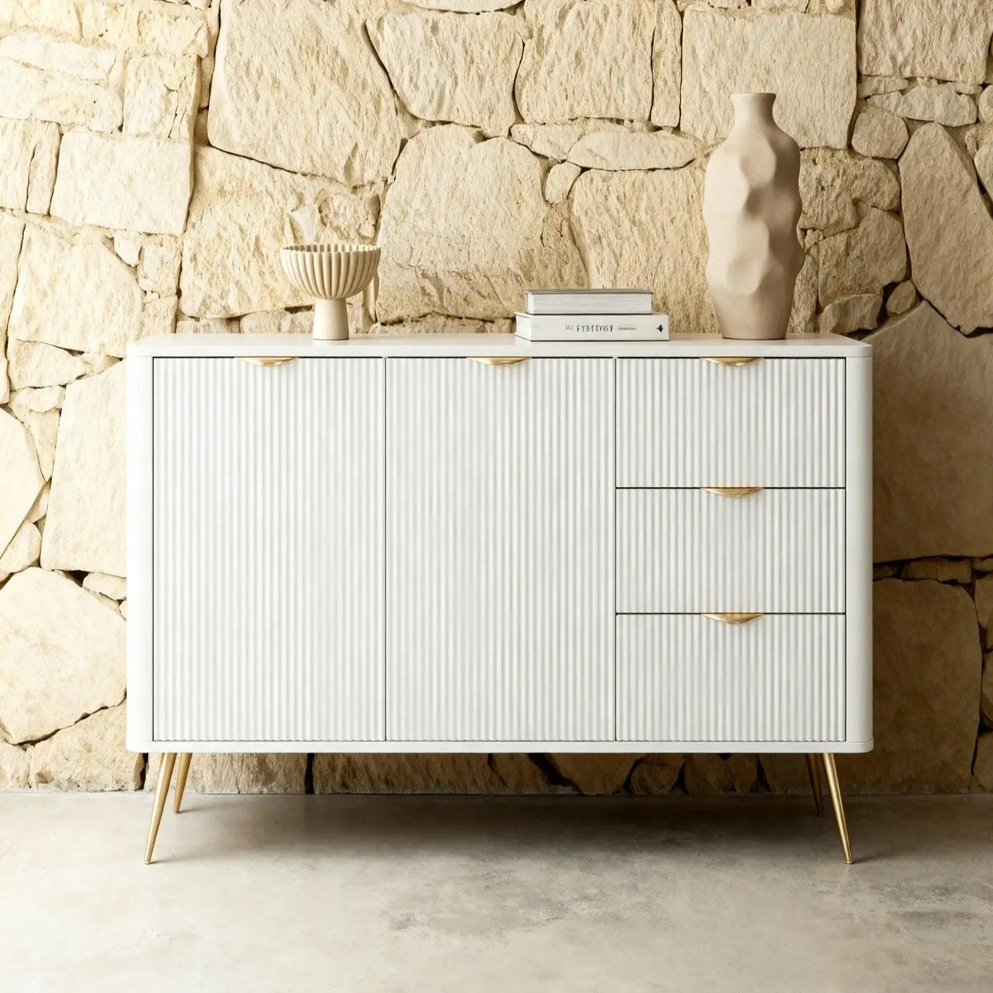 Voir la diapositive 2 : CASANOVA PARIS Joudy - buffet 2 portes 163cmeffet rainuré