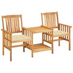 VIDAXL Chaises de jardin avec table a the et coussins Acacia solide
