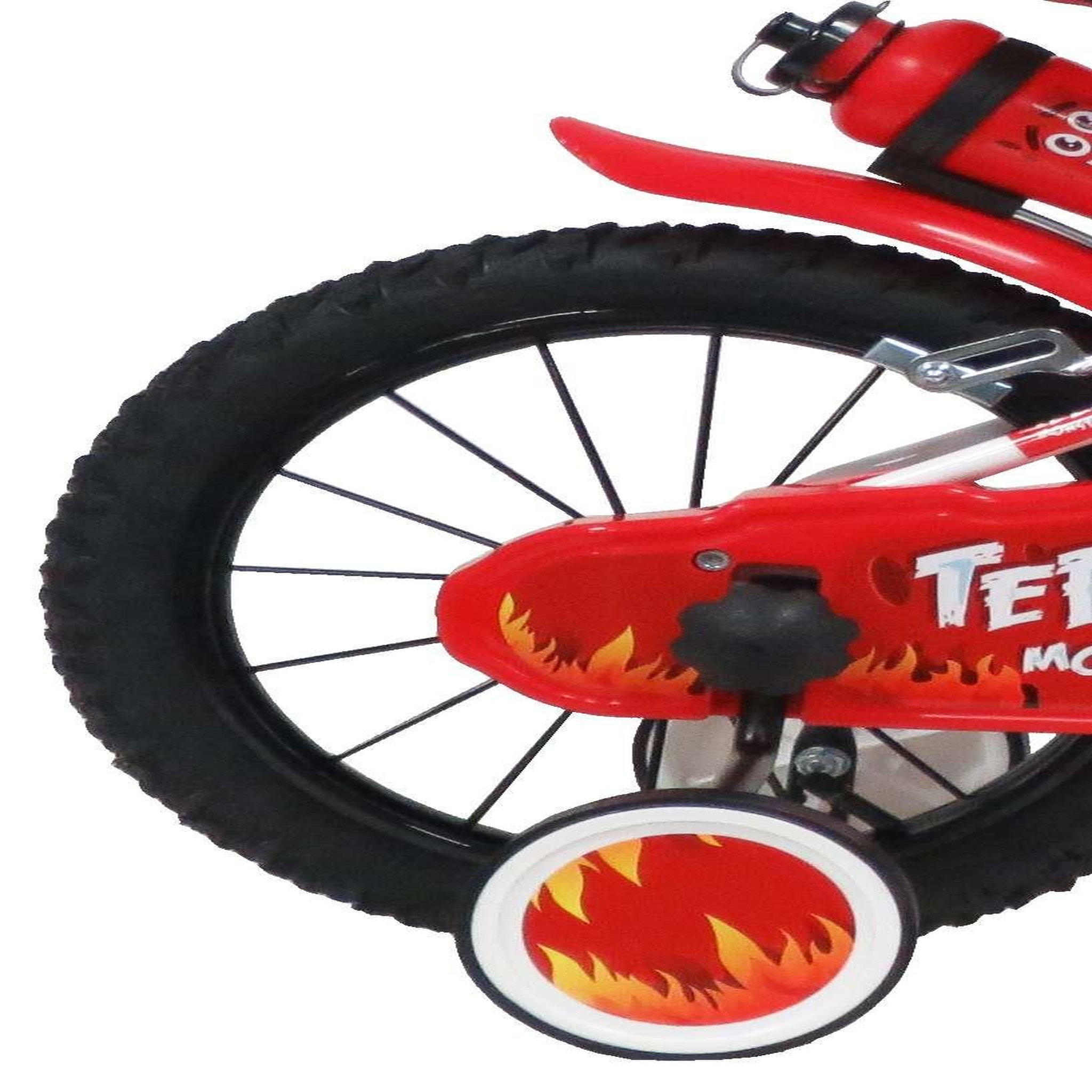 Voir la diapositive 2 : Vélo enfant - Modème 14'' Teen Monster pour enfant de 95/110 cm avec stabilisateurs - Plaque décorative avant - Porte bidon - 2 freins