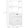 Voir la diapositive 3 : KLEANKIN Meuble de rangement salle de bain - 2 portes, tiroir, 3 étagères - dim. 60L x 33l x 122H cm - MDF blanc