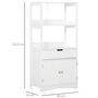Voir la diapositive 3 : KLEANKIN Meuble de rangement salle de bain - 2 portes, tiroir, 3 étagères - dim. 60L x 33l x 122H cm - MDF blanc