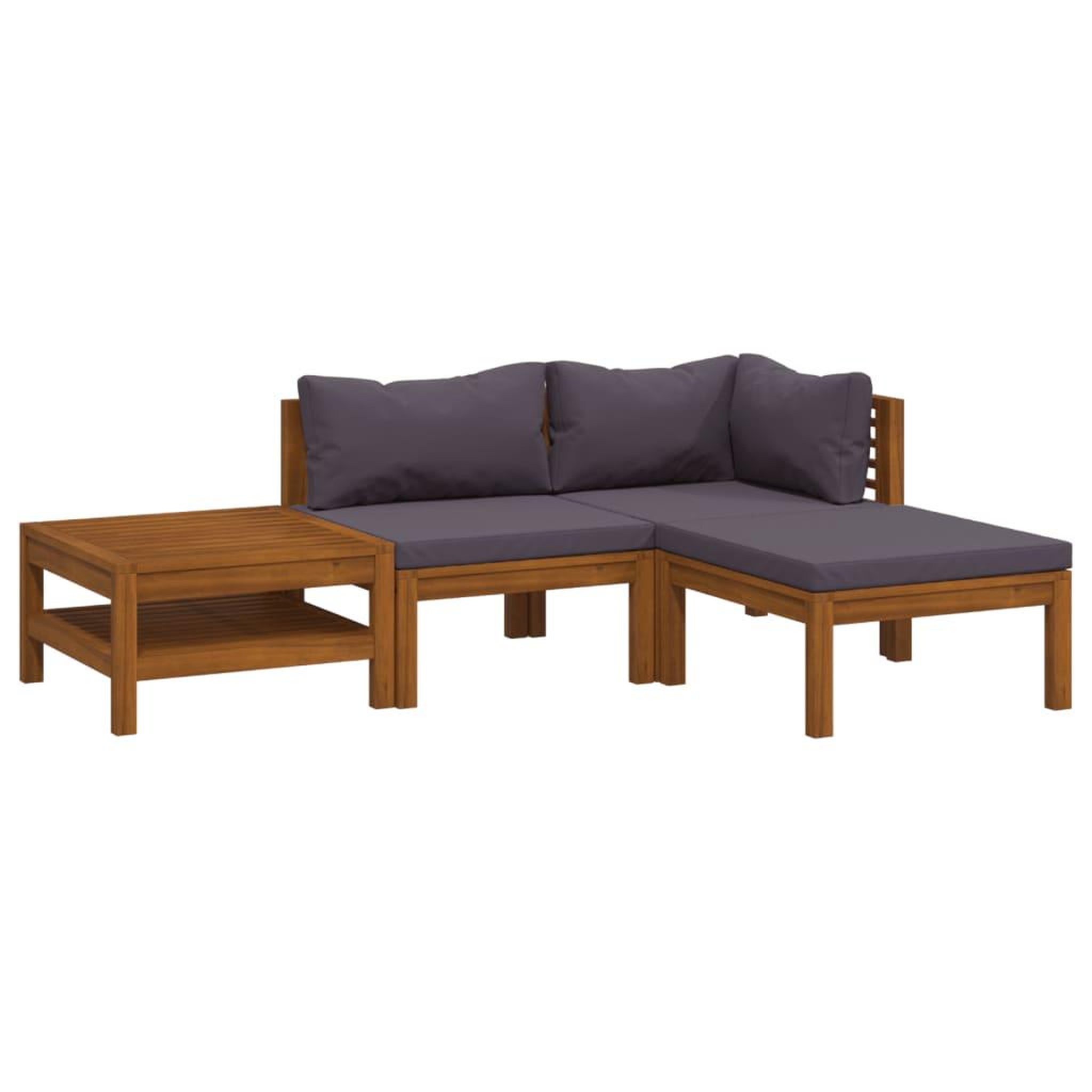 Voir la diapositive 2 : VIDAXL Salon de jardin 4 pcs avec coussin Bois d'acacia solide