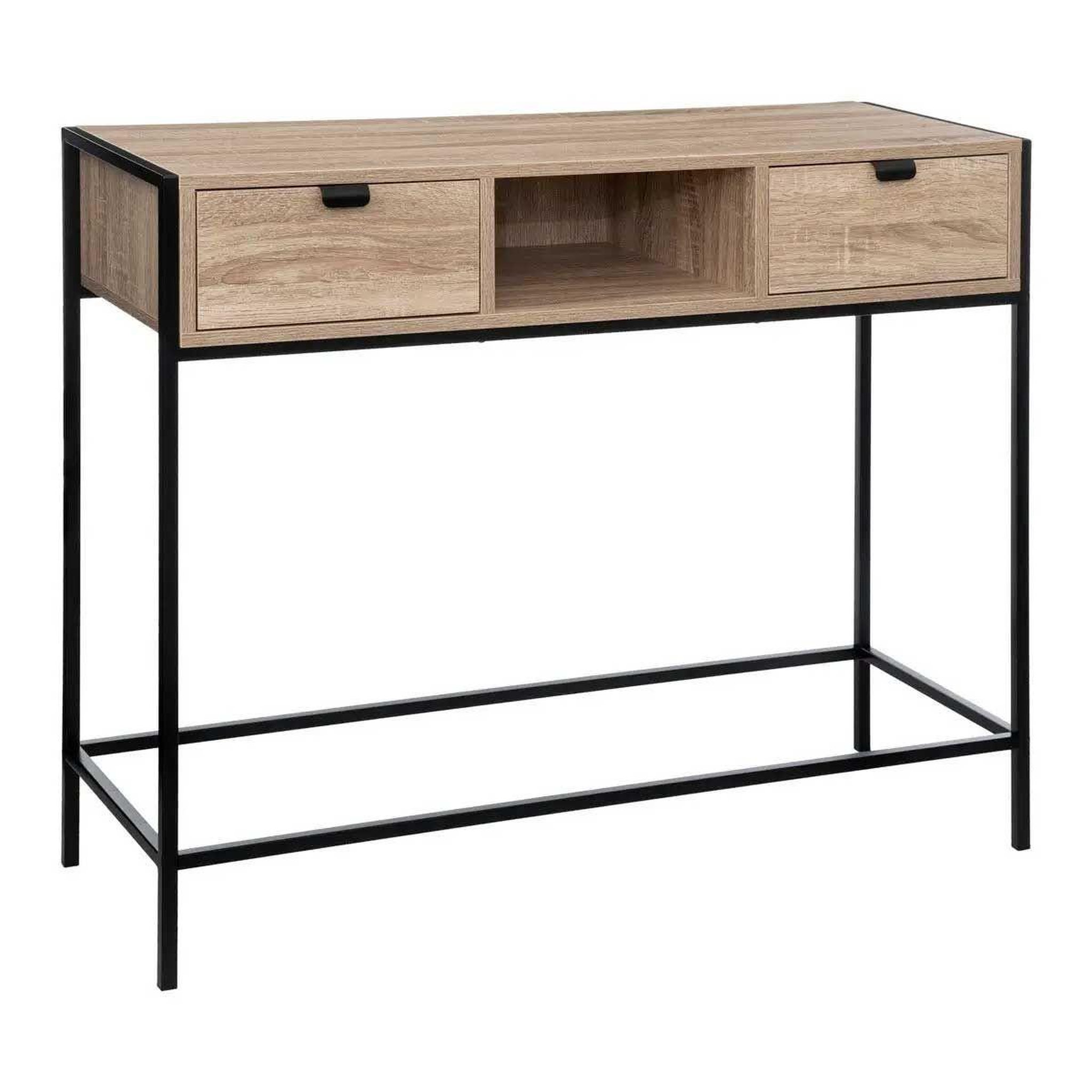 FIVE Console 2 tiroirs design  aliaj  100cm beige & noir