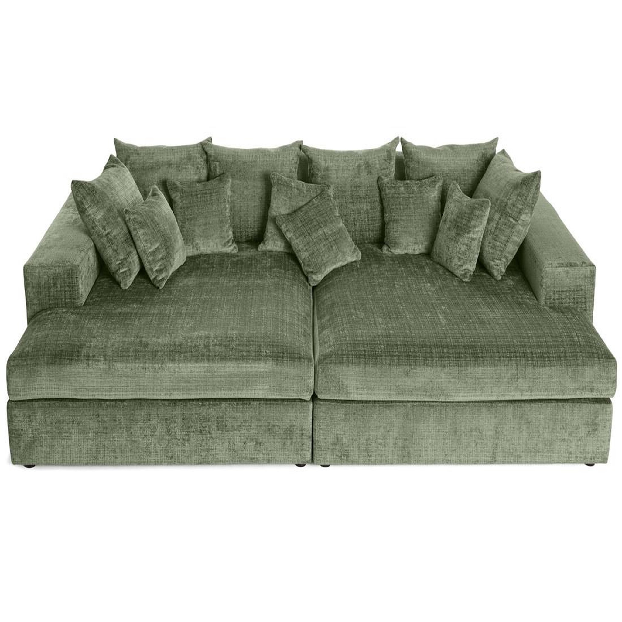 Voir la diapositive 2 : BEST MOBILIER Collins - canapé droit 4 places avec double méridienne - assise profonde - en velours texturé