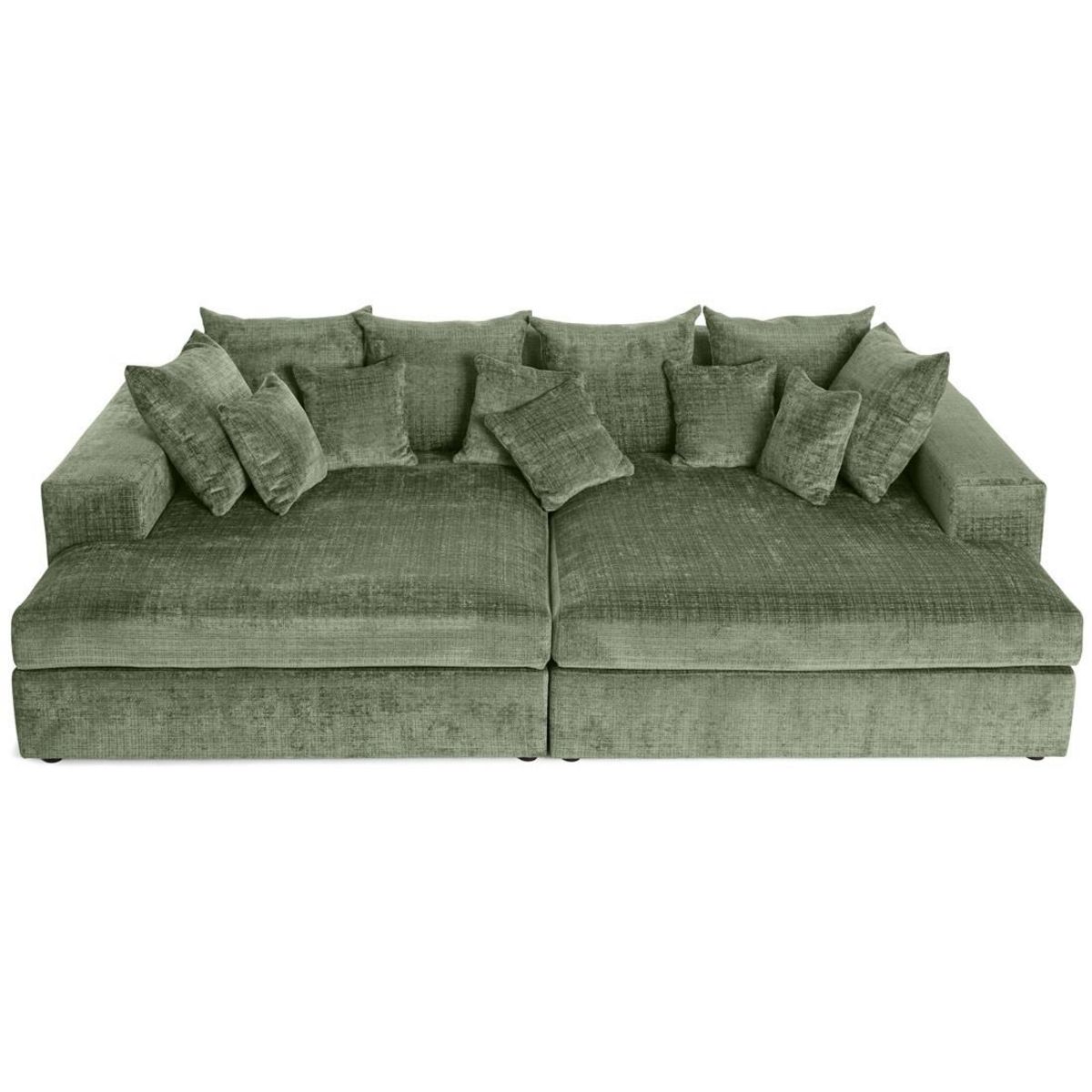 LISA DESIGN Collins - canapé droit 4 places avec double méridienne - assise profonde - en velours texturé