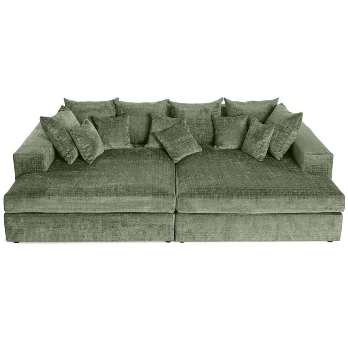 LISA DESIGN Collins - canapé droit 4 places avec double méridienne - assise profonde - en velours texturé