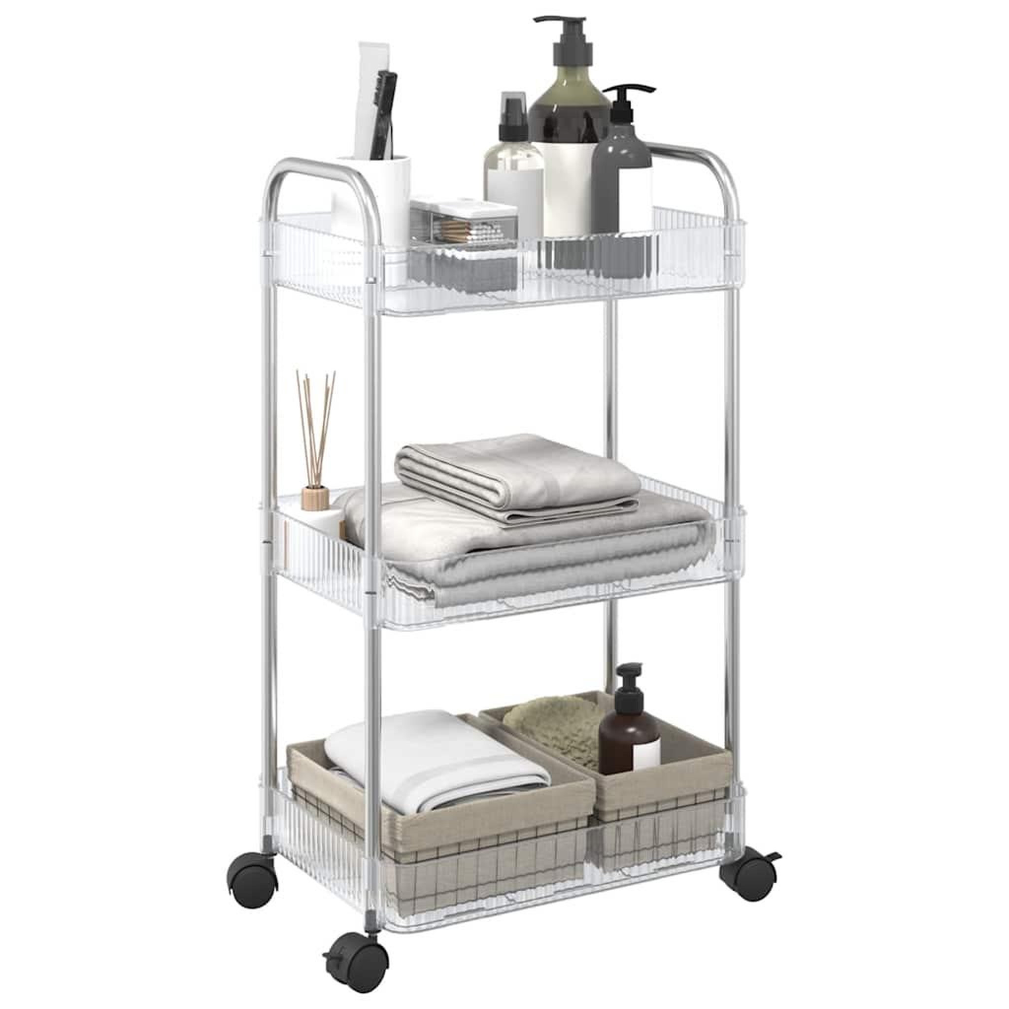 VIDAXL Chariot de rangement a 3 niveaux transparent acrylique