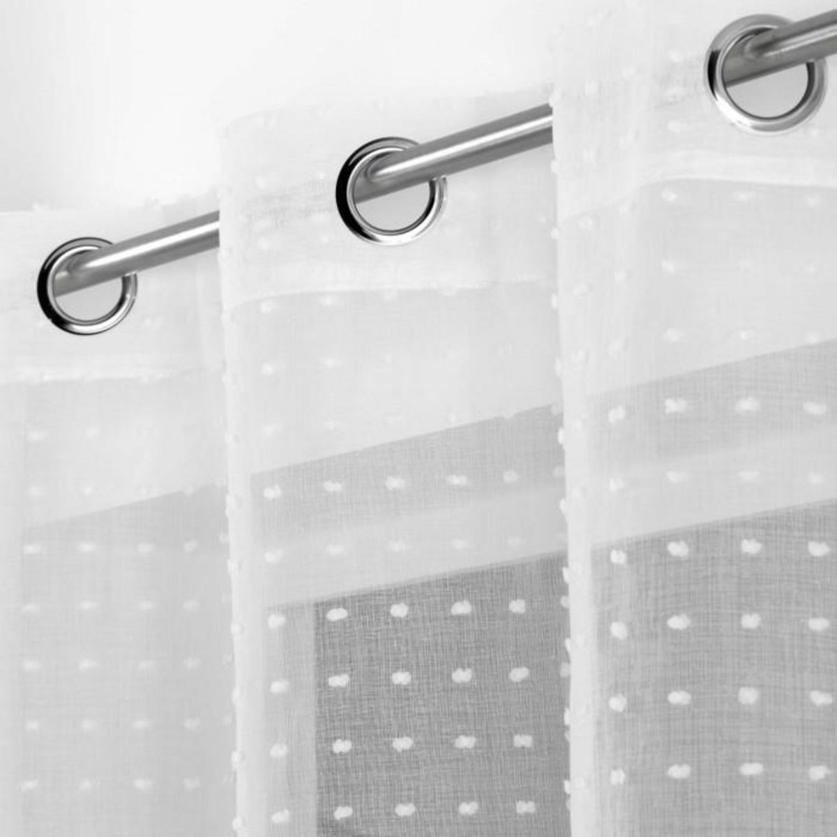 Paris Prix Rideau Voilage à Œillets  Pomponella  140x240cm Blanc