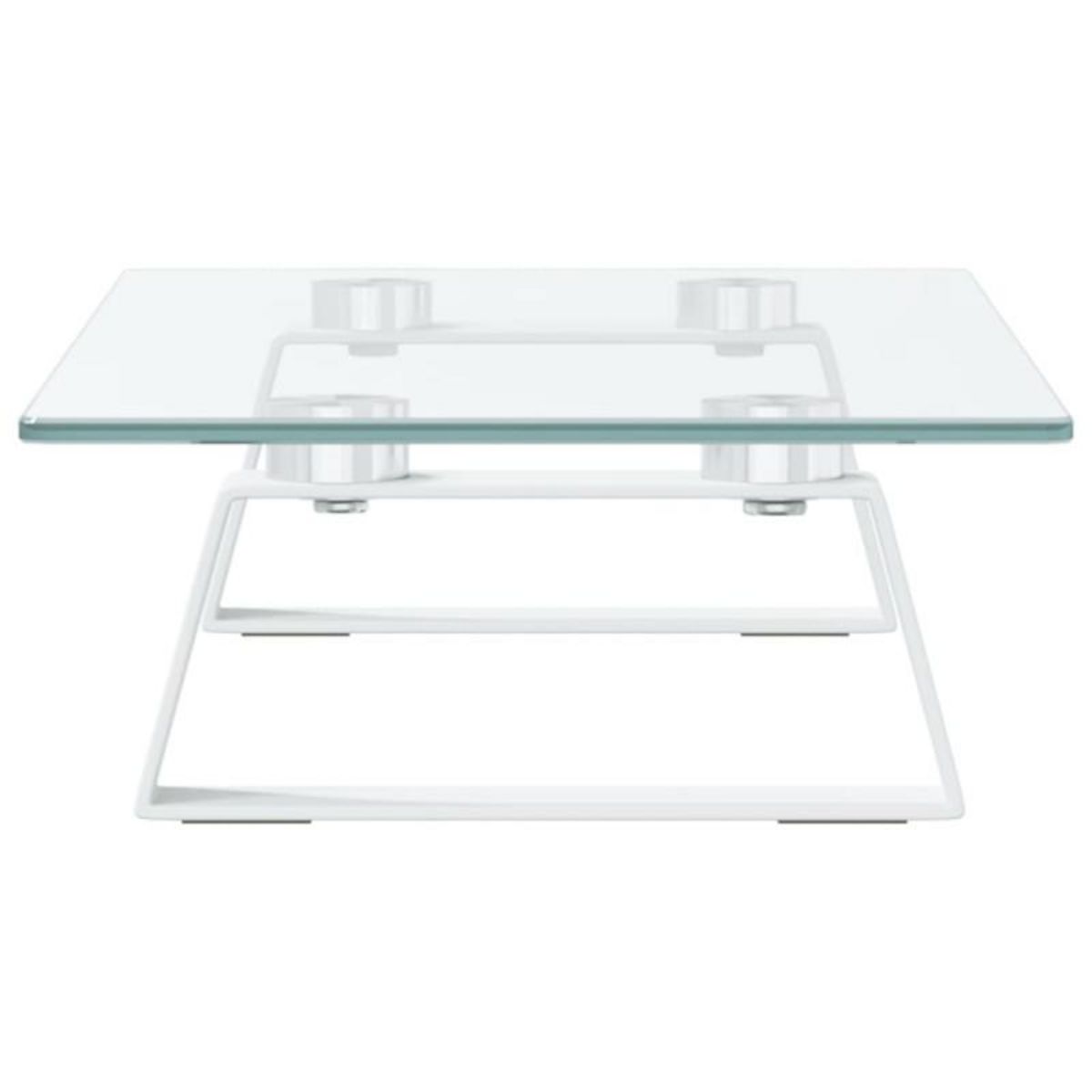 VIDAXL Support de moniteur blanc 40x20x8 cm verre trempé et métal