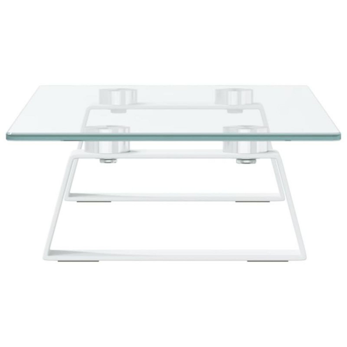 VIDAXL Support de moniteur blanc 40x20x8 cm verre trempé et métal