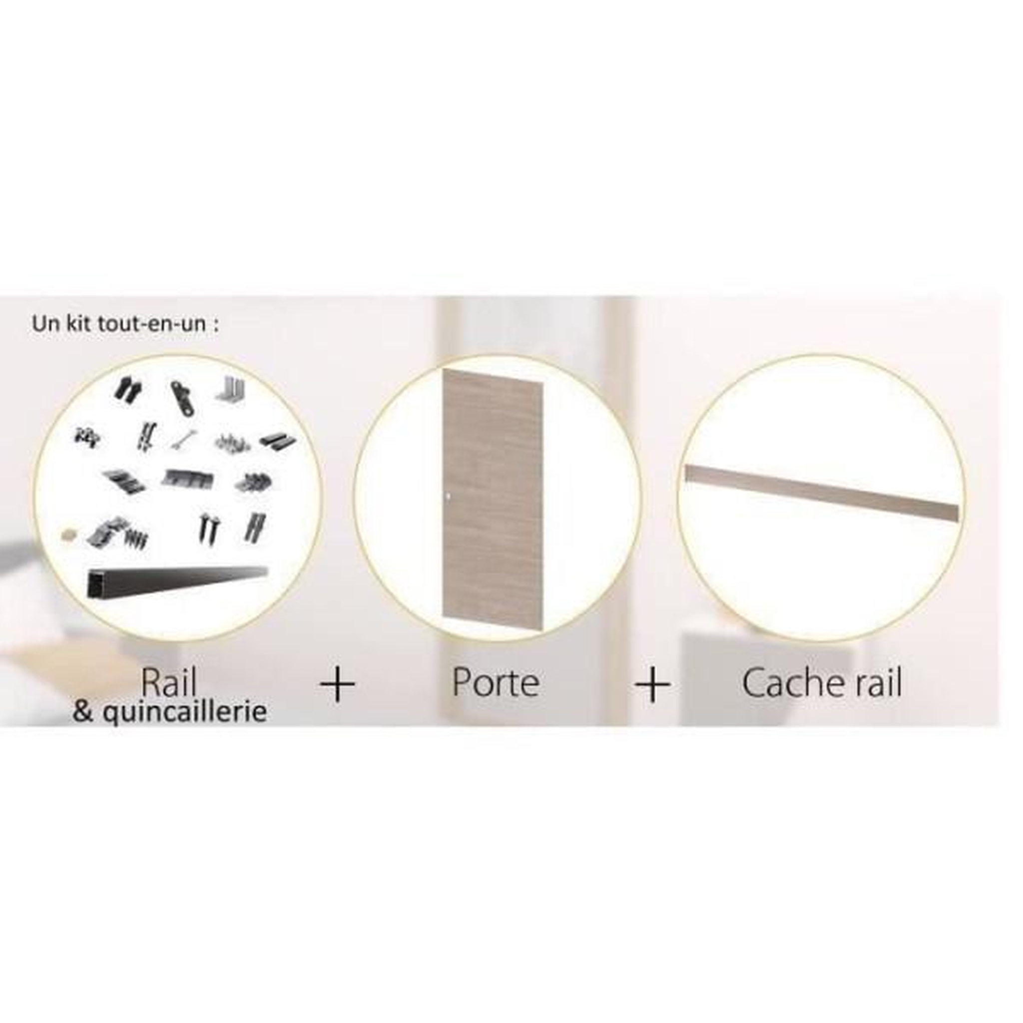 Voir la diapositive 5 : OPTIMUM Optimum - kit porte coulissante + rail + bandeau vérone - h.204xl.83xp.4 cm - chene taupe