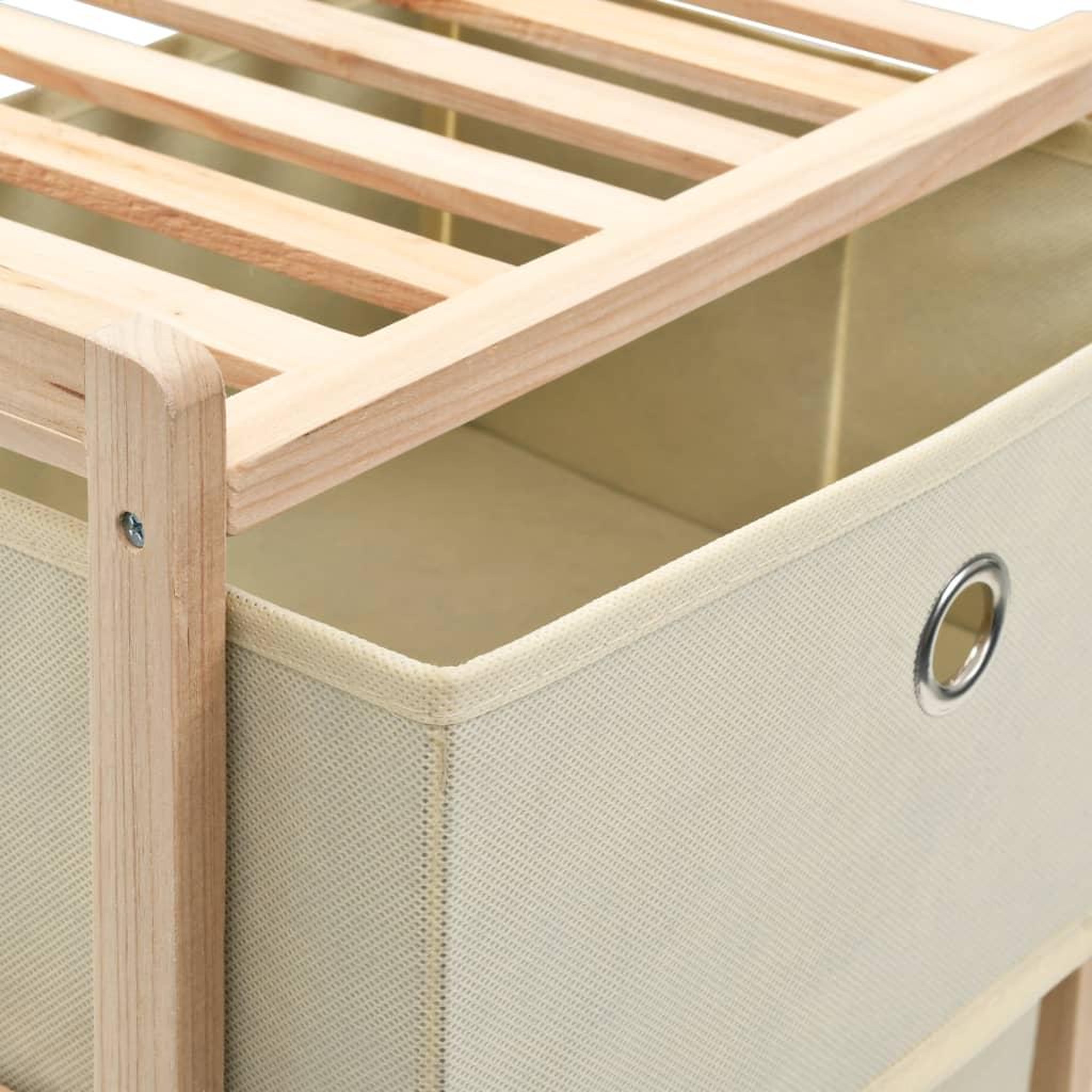 Voir la diapositive 5 : VIDAXL Etagere de rangement 5 paniers tissu bois de cedre beige