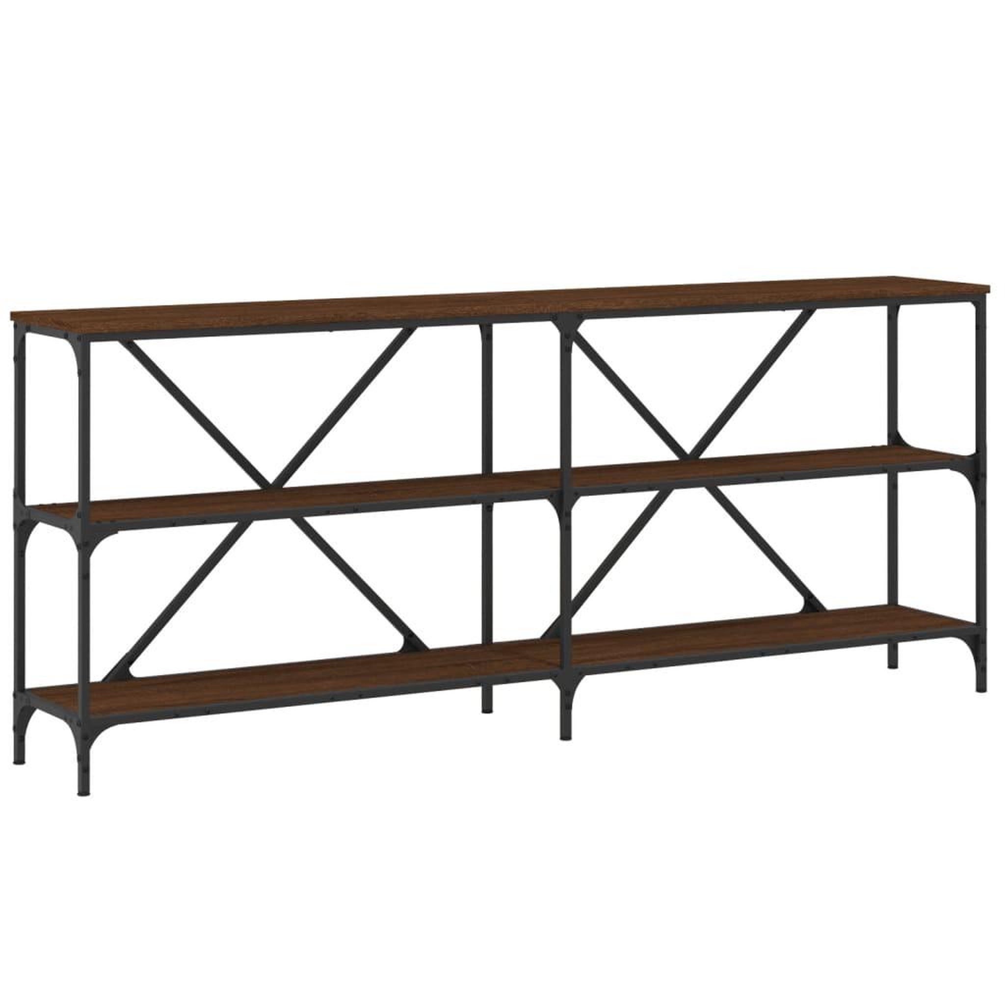 Voir la diapositive 2 : VIDAXL Table console chene marron 180x30x75 bois d'ingenierie et fer