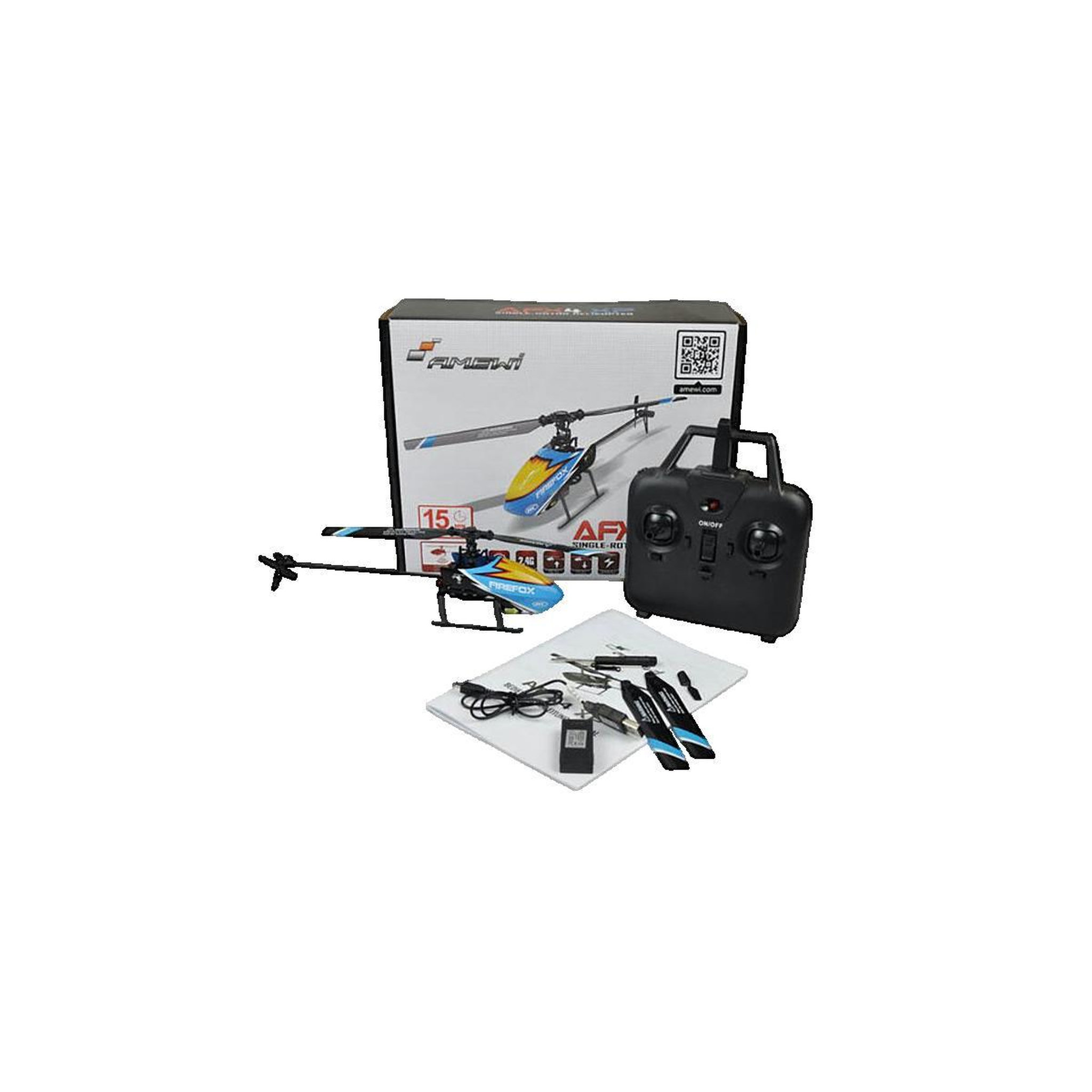 Voir la diapositive 2 : Amewi Hélicoptère télécommandé Amewi AFX4 XP bleu et noir