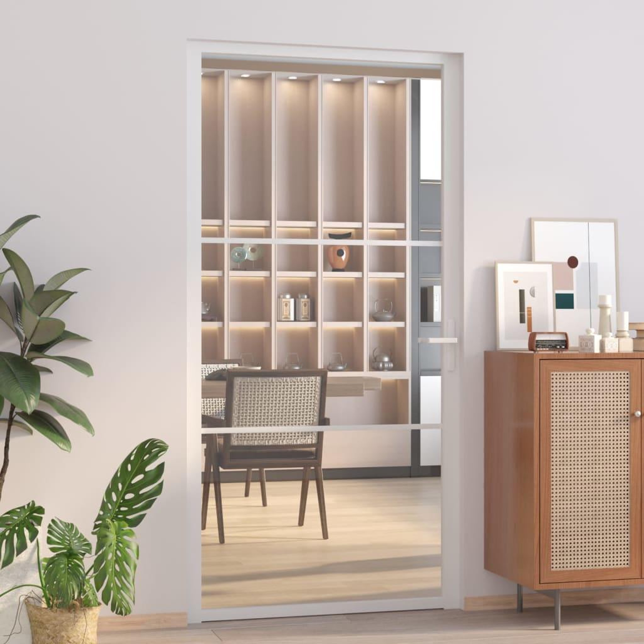 Voir la diapositive 1 : VIDAXL Porte interieure 102,5x201,5 cm Blanc Verre ESG et aluminium
