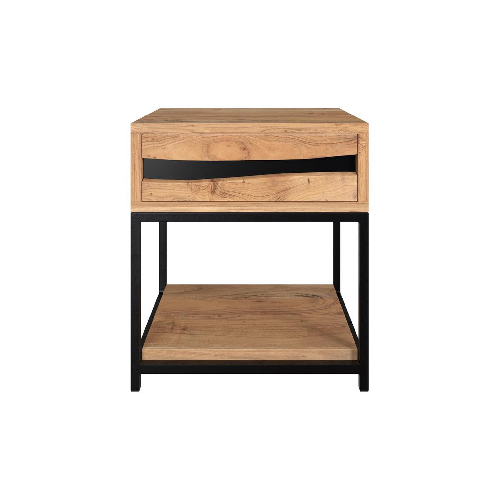 MAISON PAVANE Table de chevet en bois d'acacia et métal, 1 tiroir et 1 étagère-alabama
