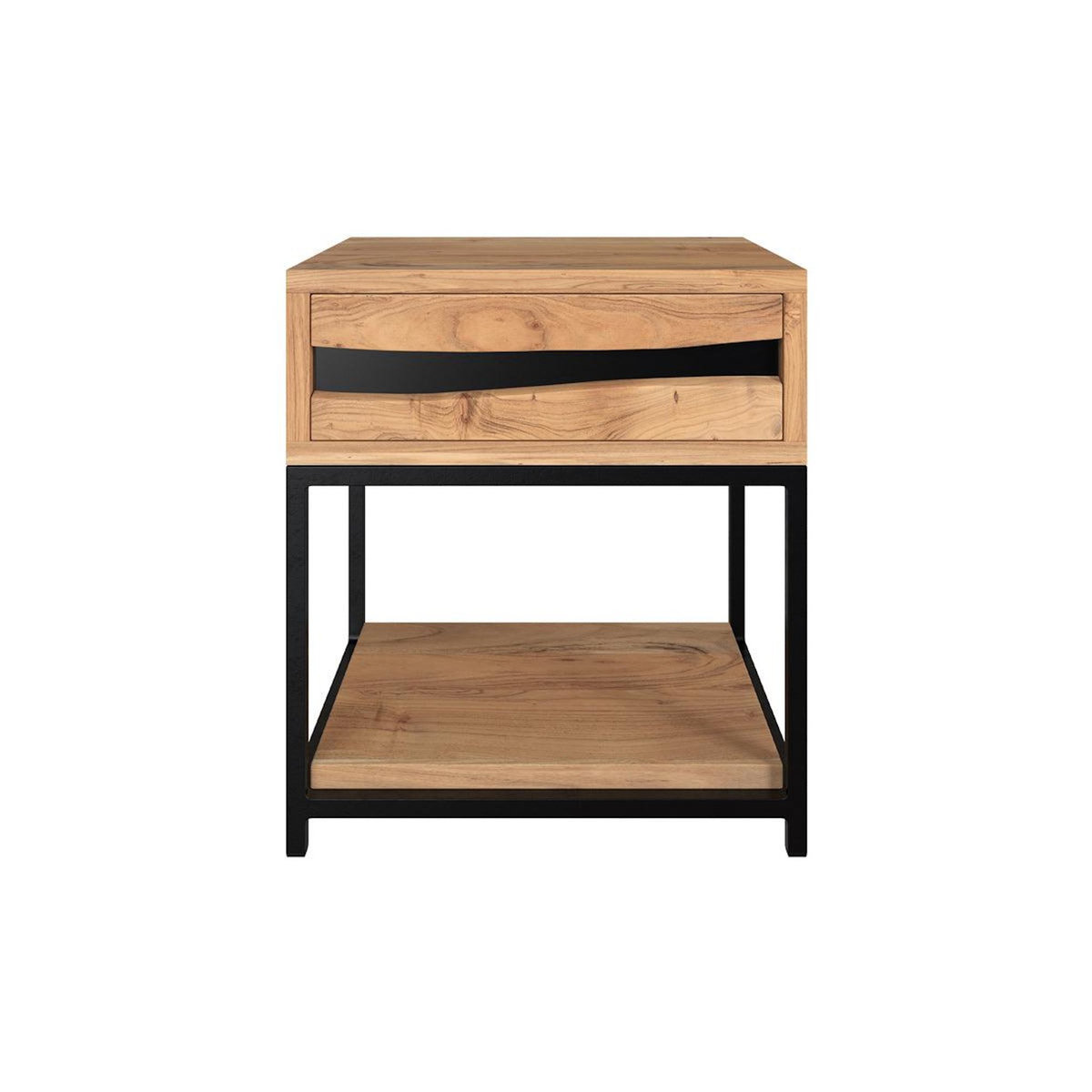 Rendez vous déco Table de chevet en bois d'acacia et métal, 1 tiroir et 1 étagère-Alabama