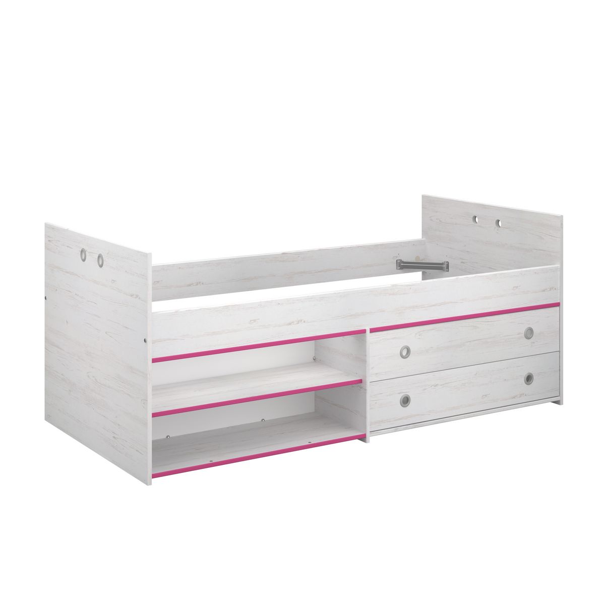 Lit 2 tiroirs 2 niches 90x200cm REVERSO