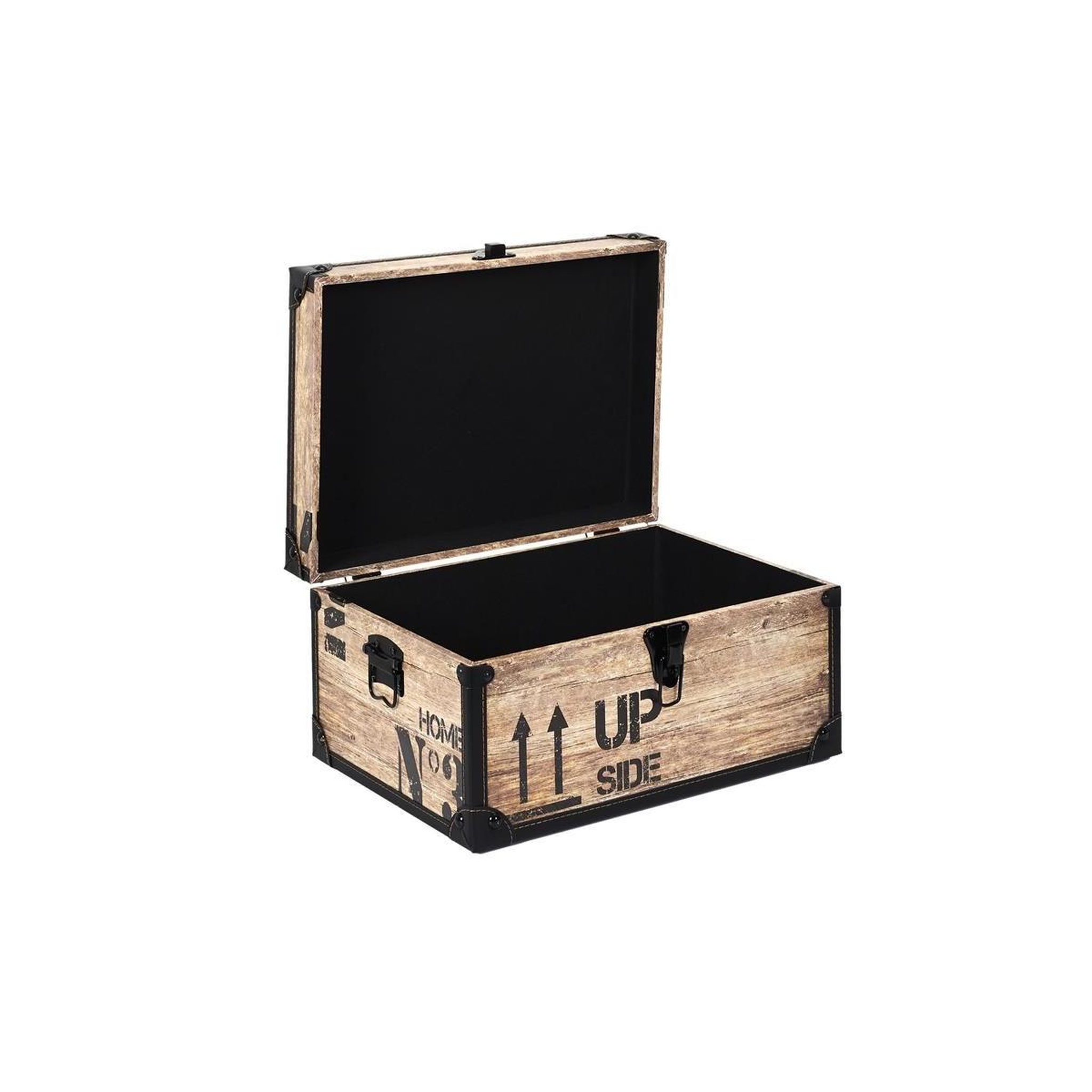Voir la diapositive 6 : The Home Deco Factory Lot de 3 malles déco  indus  56cm marron & noir