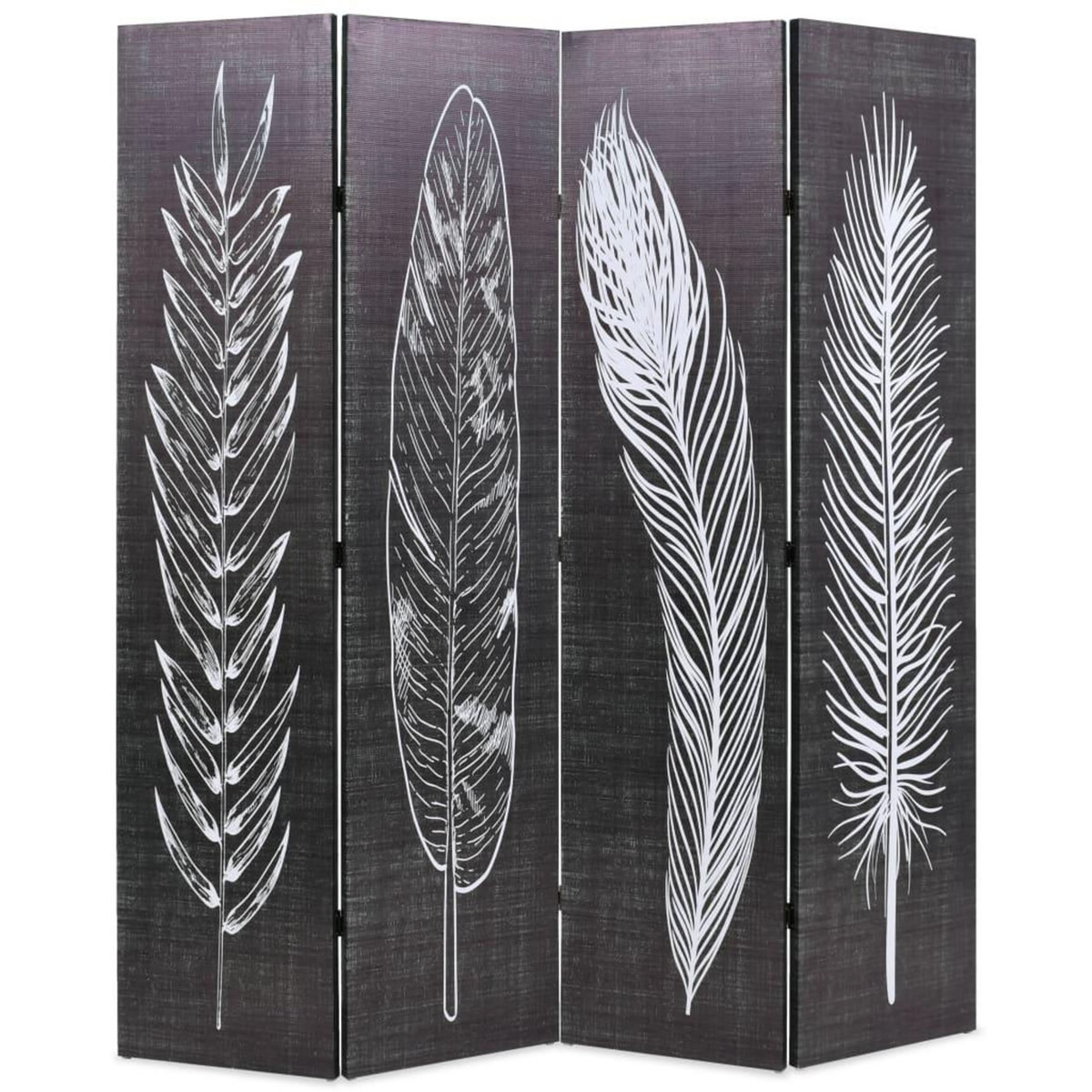VIDAXL Cloison de separation pliable 160 x 170 cm Plumes Noir et blanc