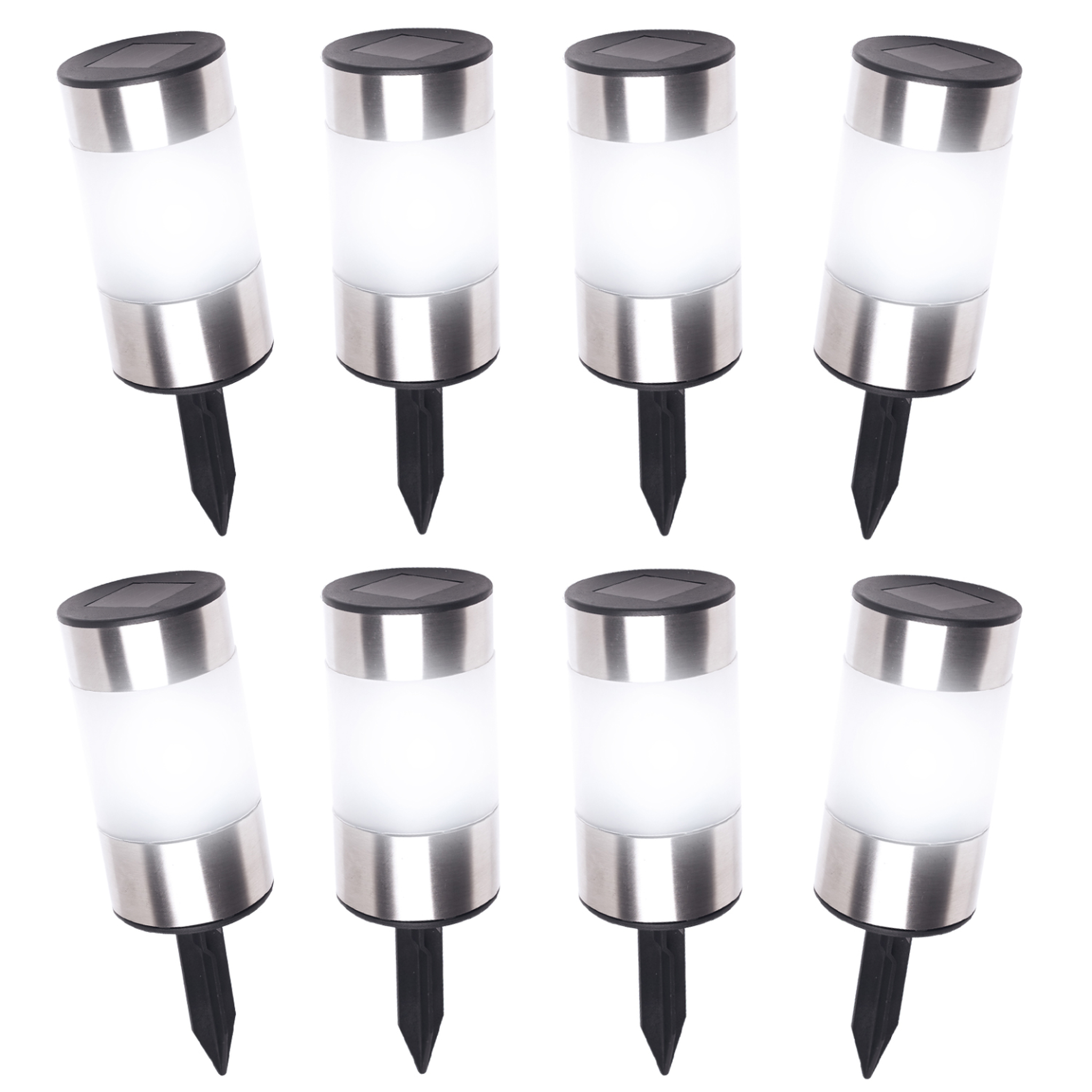 Voir la diapositive 5 : ID MARKET Lot de 8 bornes solaires design inox 2 en 1