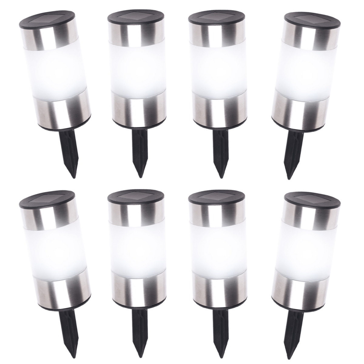 ID MARKET Lot de 8 bornes solaires design inox 2 en 1