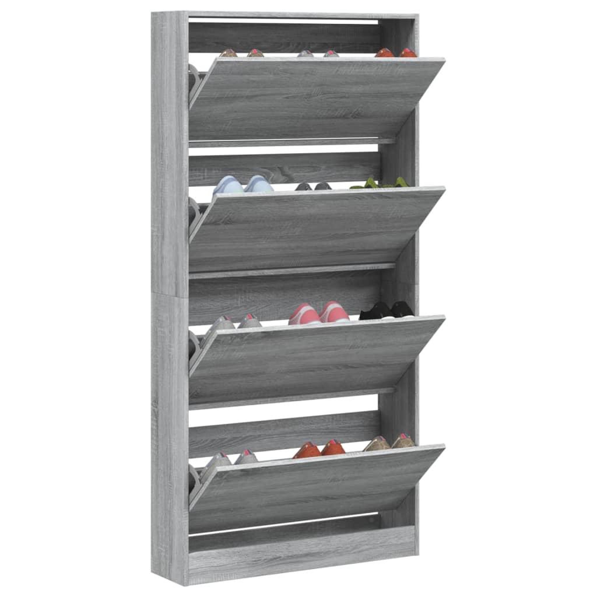 Voir la diapositive 4 : VIDAXL Armoire a chaussures 4 tiroirs rabattables sonoma gris
