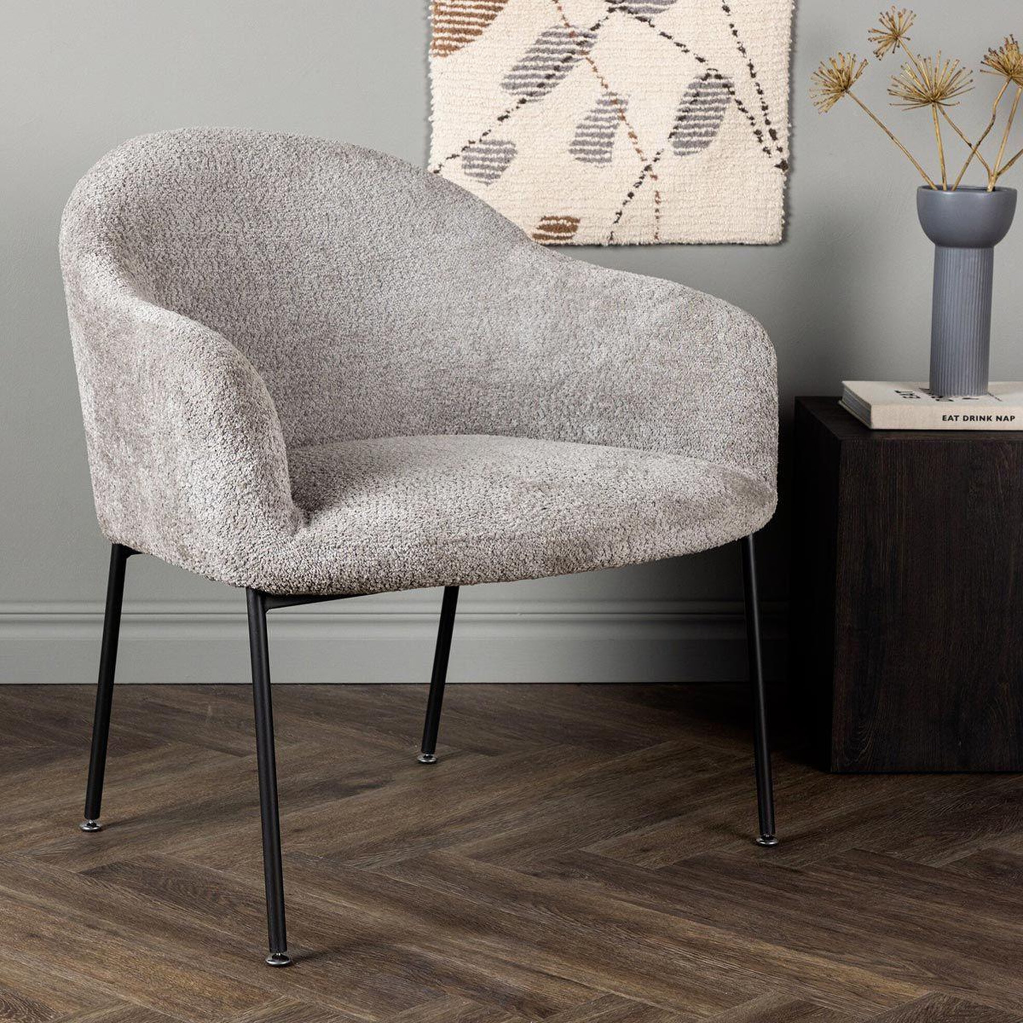 Voir la diapositive 6 : Paris Prix Fauteuil en tissu bouclette  catania  88cm gris clair