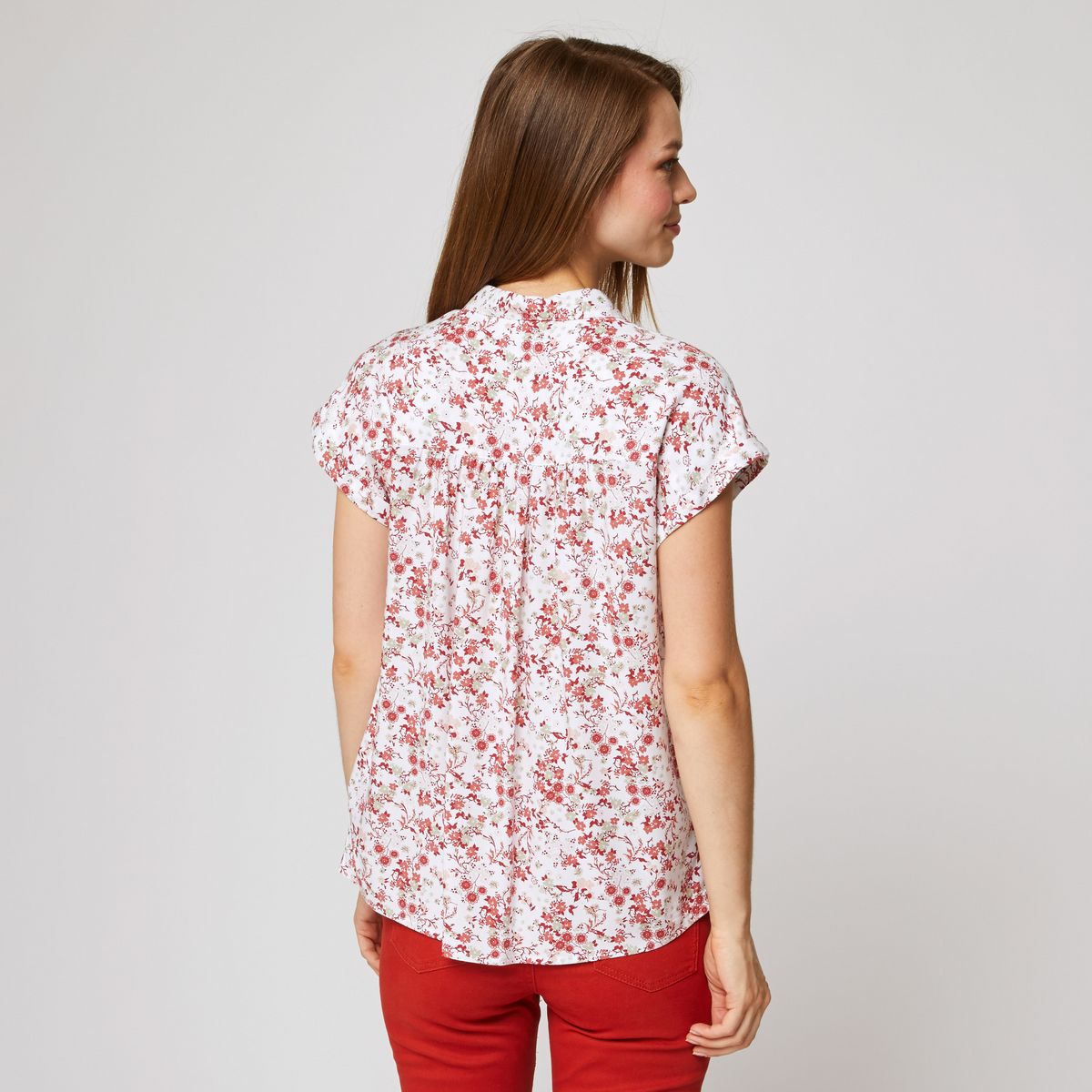 INEXTENSO Blouse manches courtes col chemise à fleurs femme 