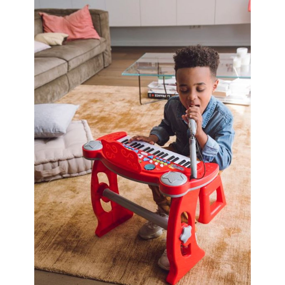 One Two Fun Clavier + tabouret + micro rouge 