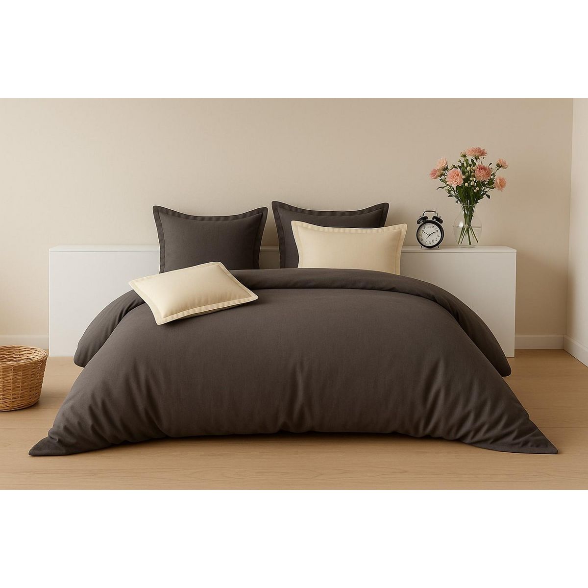 BATON ROUGE Taie d'oreiller avec volant percale