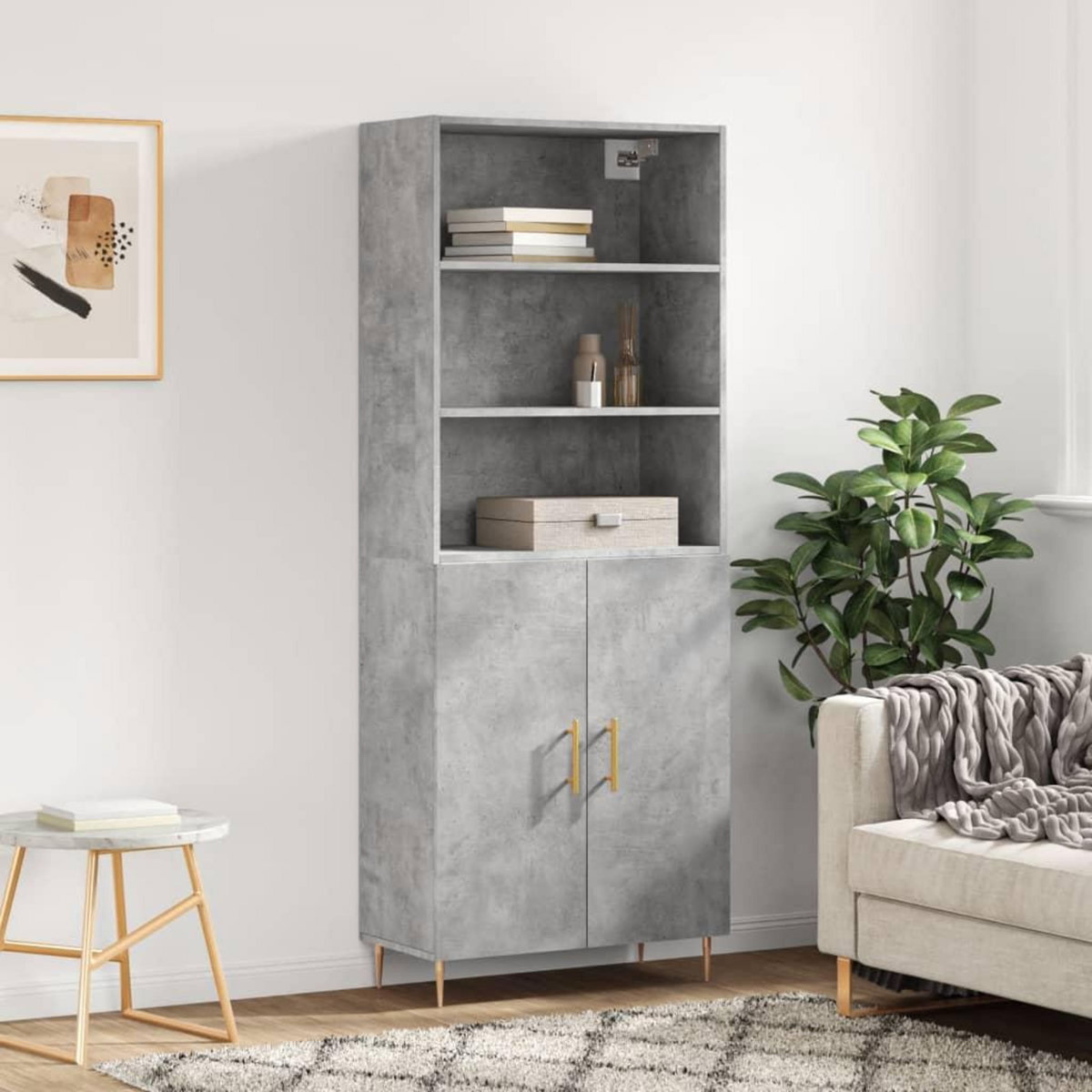 VIDAXL Buffet haut Gris beton 69,5x34x180 cm Bois d'ingenierie