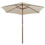 Voir la diapositive 2 : VIDAXL Parasol avec poteau en bois 270 x 270 cm Blanc creme