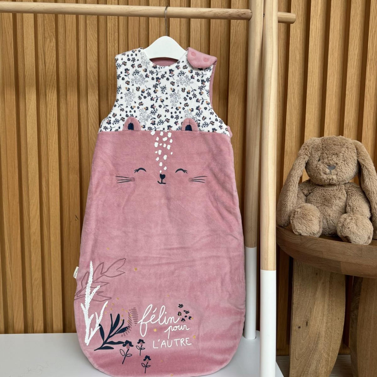 Petit Béguin Gigoteuse d'hiver en velours Céleste