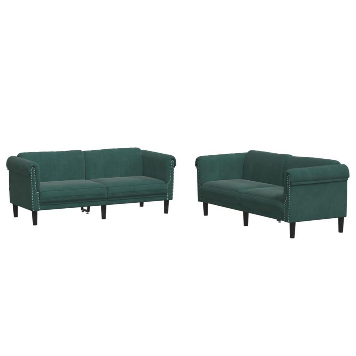 VIDAXL Ensemble de canapes 2 pcs vert fonce velours