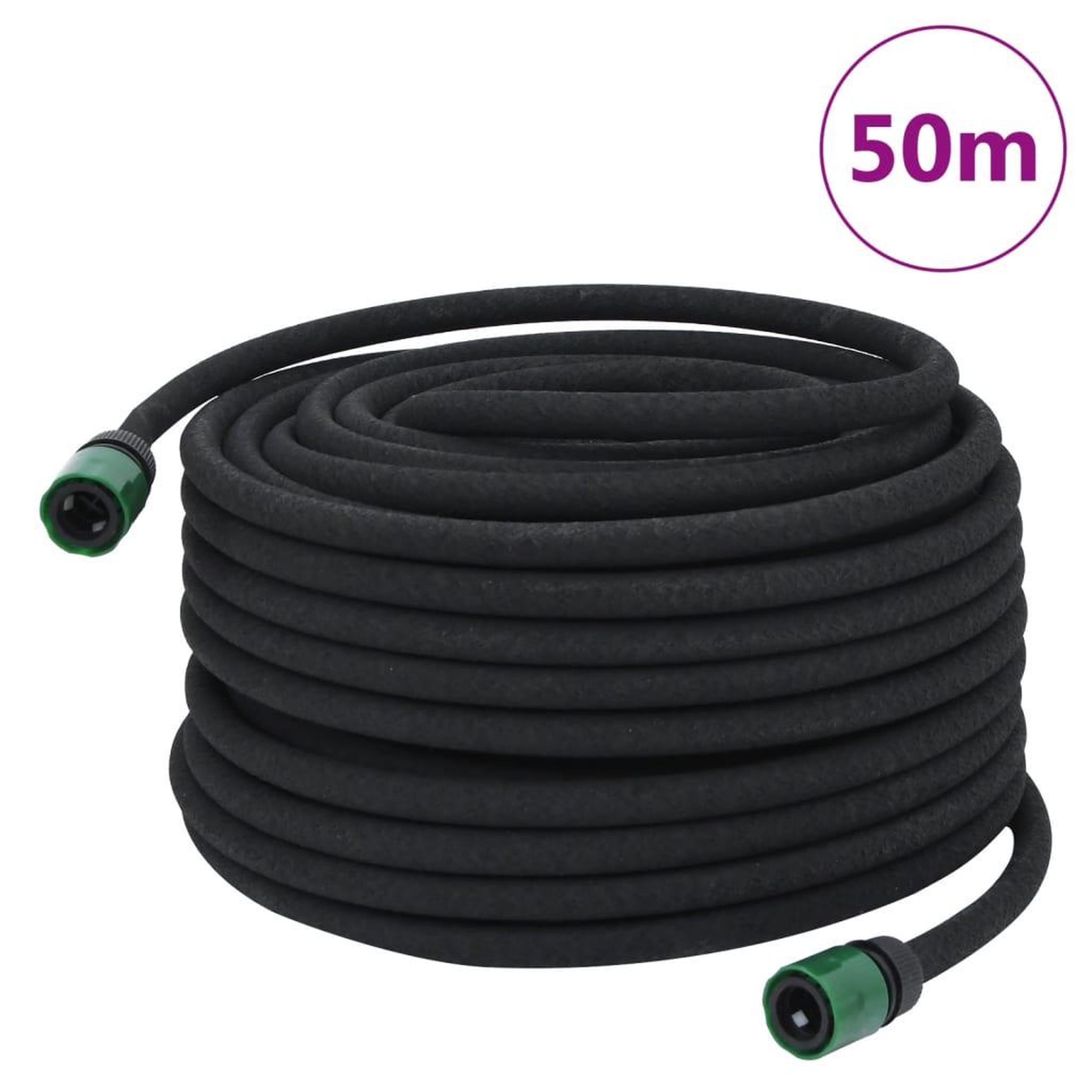VIDAXL Tuyau d'arrosage de jardin noir 0,6  50 m caoutchouc