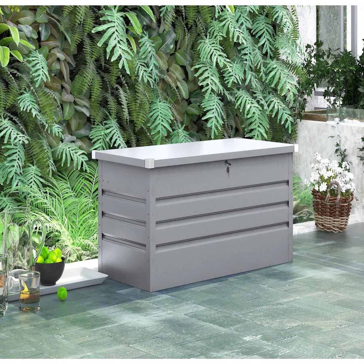 Habitat et Jardin Coffre de Jardin Métal  Store  - 480L - Argent