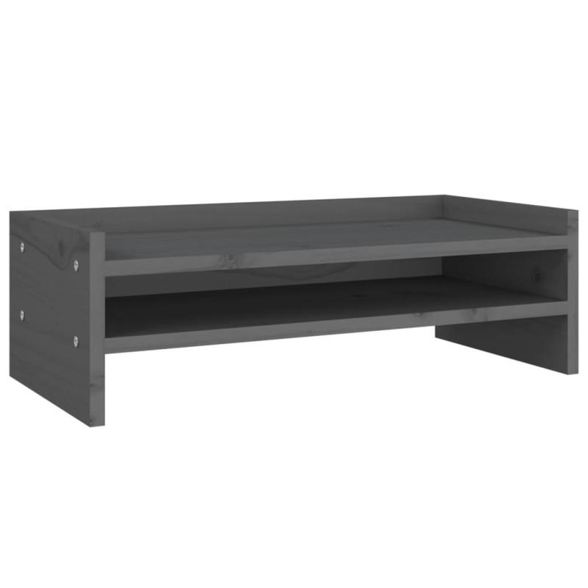 Voir la diapositive 2 : VIDAXL Support de moniteur Gris 50x24x16 cm Bois de pin solide
