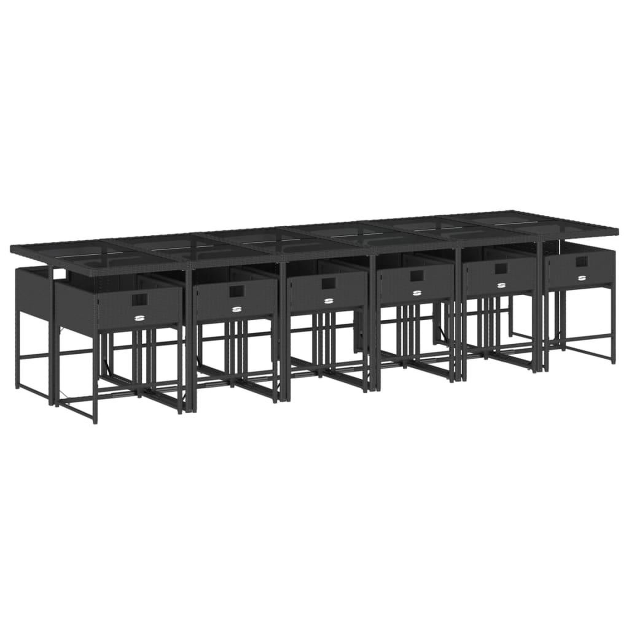 Voir la diapositive 3 : VIDAXL Ensemble a manger de jardin 13 pcs coussins noir resine tressee