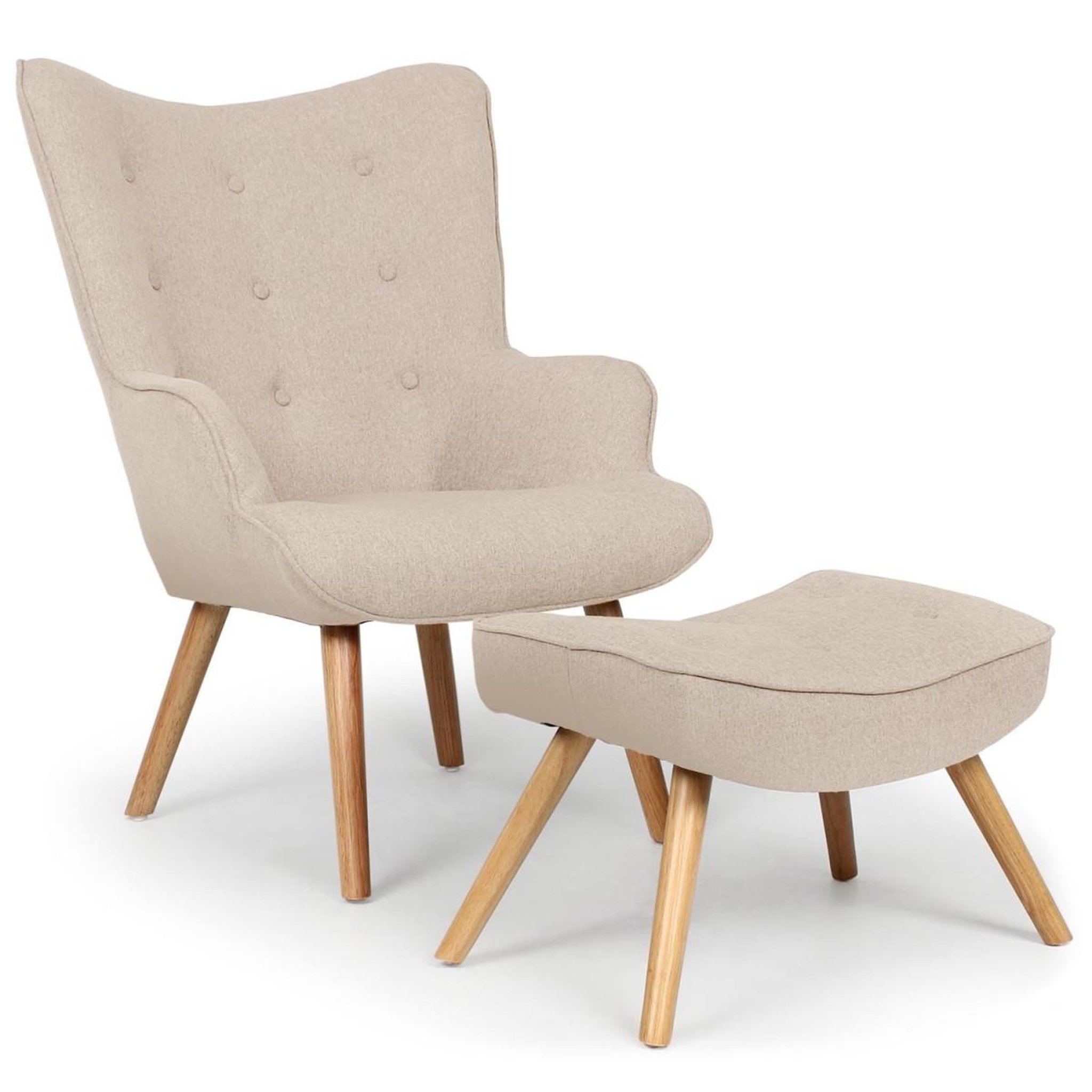 Paris Prix Fauteuil & pouf scandinave  orle  98cm beige