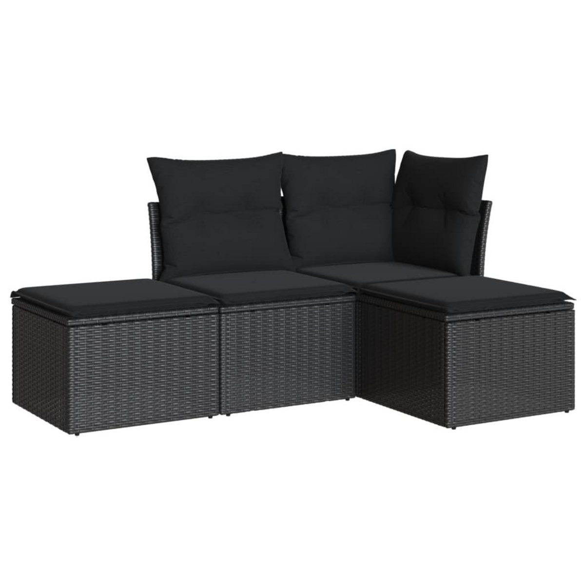 VIDAXL Salon de jardin 4 pcs avec coussins noir resine tressee