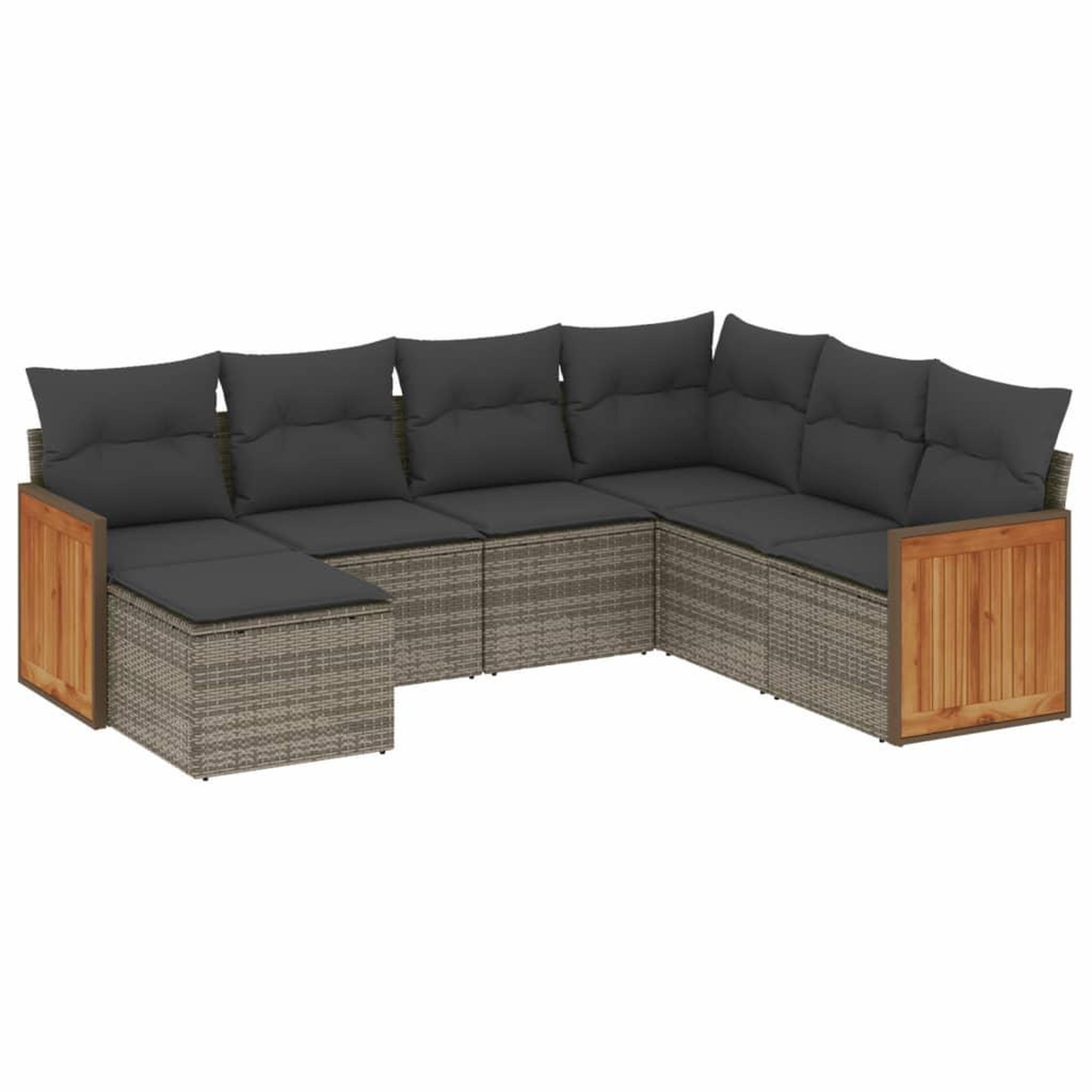 Voir la diapositive 2 : VIDAXL Salon de jardin avec coussins 7 pcs gris resine tressee