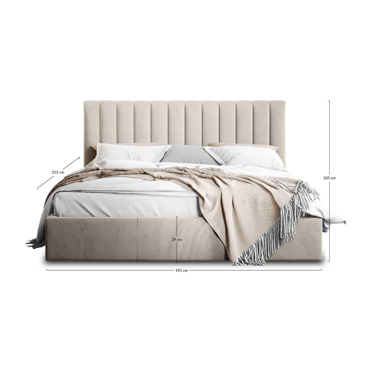 BEST MOBILIER Rosario - lit coffre - 180x200 - sommier inclus - en velours