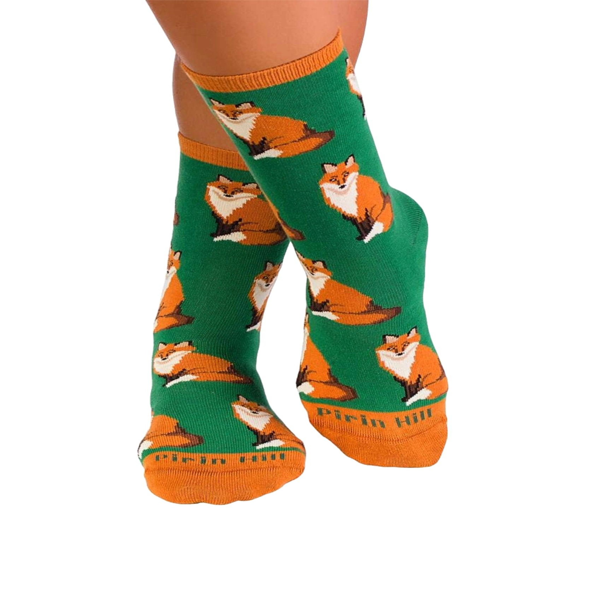 PIRIN HILL Chaussettes coton bio vertes renard de la forêt