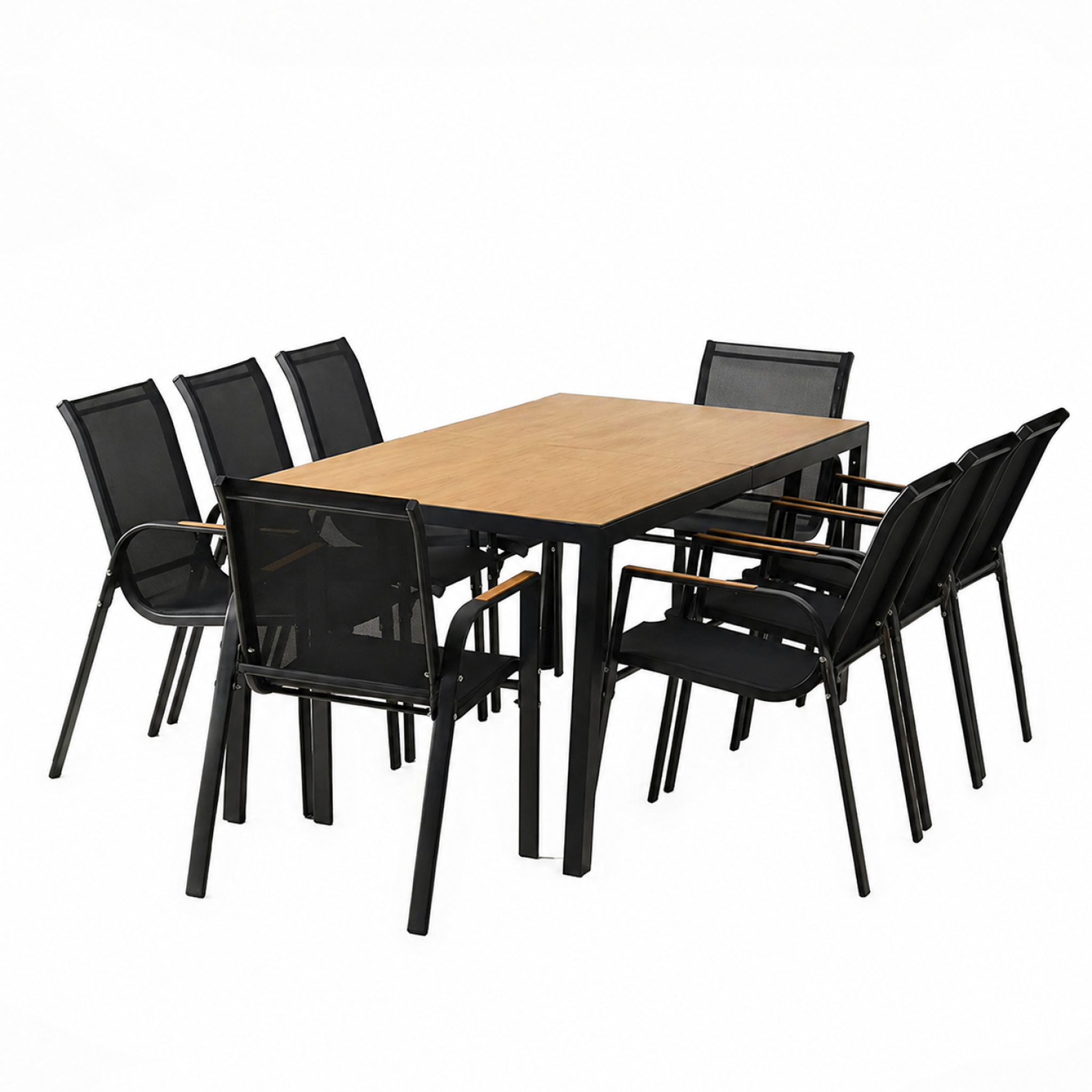 CONCEPT USINE Salon de jardin 8 places avec table 190cm effet bois esperance