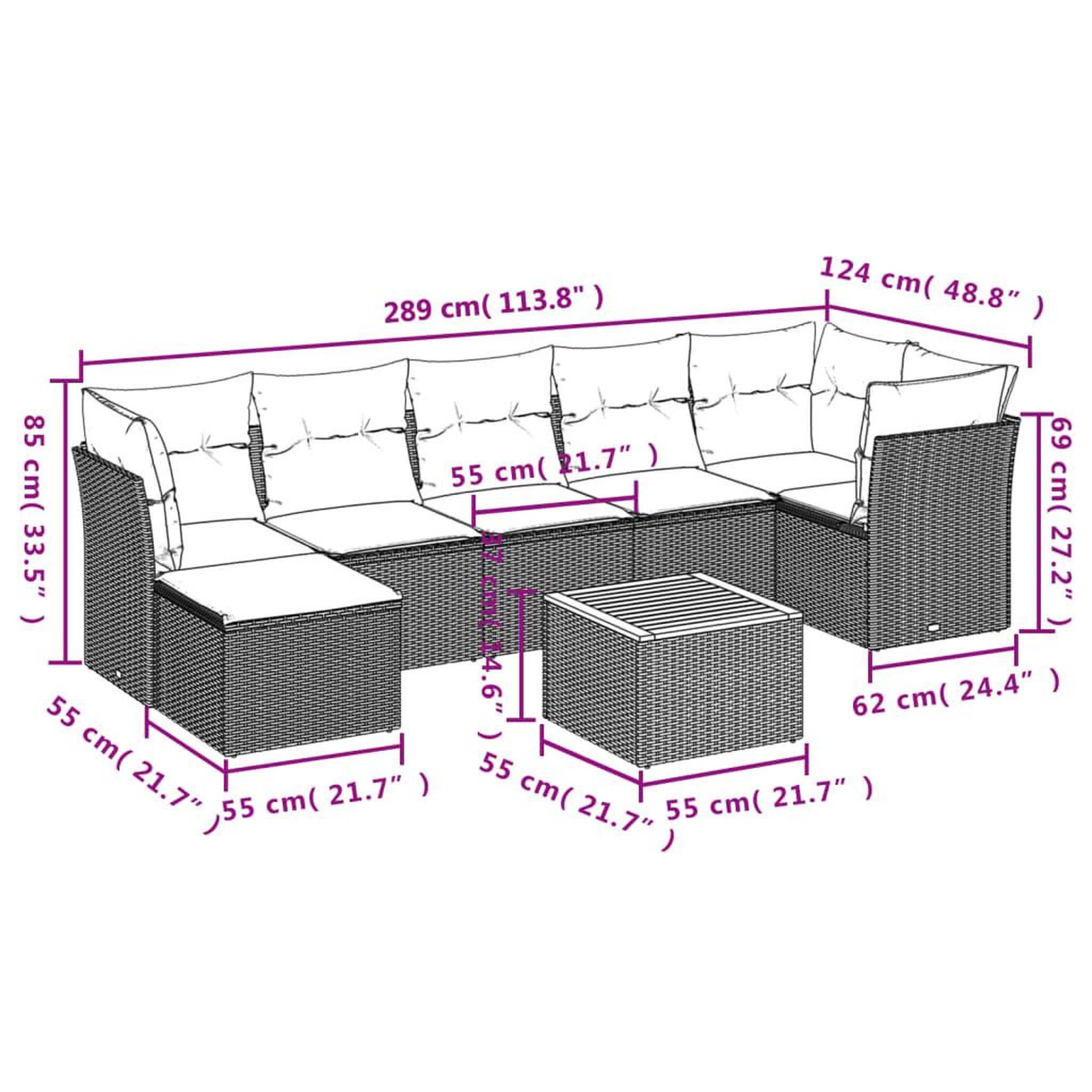 Voir la diapositive 6 : VIDAXL Salon de jardin 8 pcs avec coussins noir resine tressee