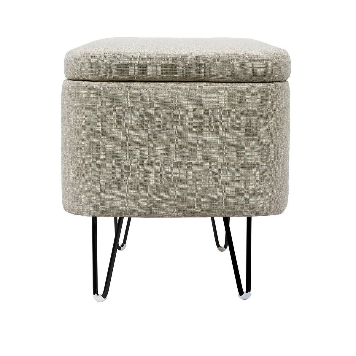 Bout de lit coffre en tissu et pieds épingles noirs SILVES