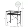 HOMCOM Coiffeuse design contemporain table de maquillage plateau verre trempé étagère miroir pivotant métal noir