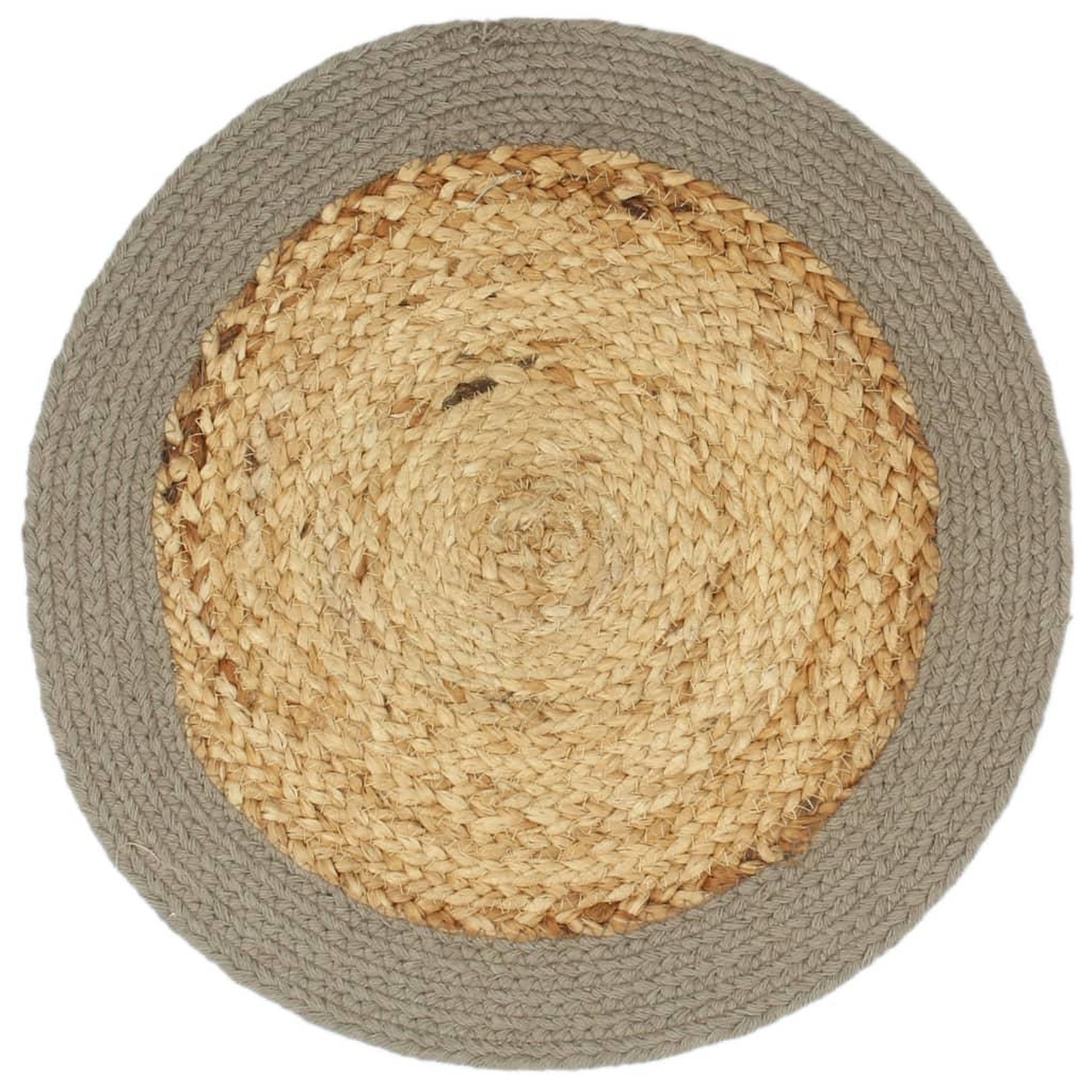 Voir la diapositive 2 : VIDAXL Napperons 4 pcs Naturel et gris 38 cm Jute et coton